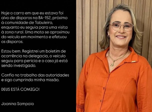 Prefeita de município baiano sofre atentado 