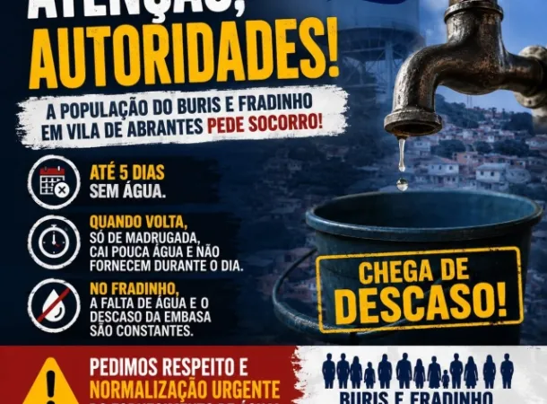 Moradores de Buris e Fradinho denunciam falta de água por até cinco dias em Vila de Abrantes