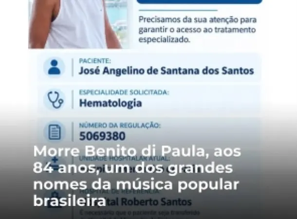 Paciente está há 19 dias internado no Hospital Menandro de Faria aguardando regulação para hematologista