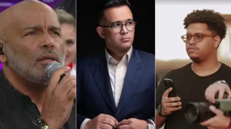 Rick, Bruno Avelar e Paulo Soares, três dos quatro passageiros que estavam no helicóptero que desapareceu em SC 