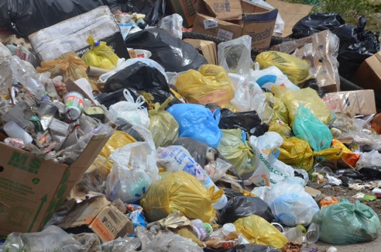 Foto do lixo na Rua Direta da Fonte da Caixa em Abrantes